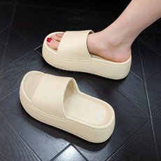 자칠 여성 가벼운 통굽 슬리퍼 키높이 7cm 소프트 슬리퍼 편안한 EVA소재