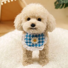 푸들 인형 애착 선물 생일 강아지 동물인형, 27CM, 서 있는 자세 살구 블루 체크 무늬 넥 스카프, 1개