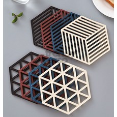 앤서룸 받침대 냄비 육각 사선형 용기손잡이, 사선무늬 블랙(a)