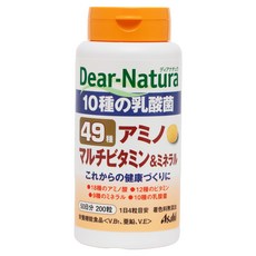 Asahi 디어 내츄라 10종 유산균 49종 아미노 멀티 비타민 & 미네랄 타블렛, 1개, 200정, 200개입