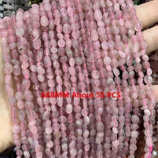천연석 퍼플 로즈 쿼츠 패싯 라운델 불규칙 스페이서 주얼리 제작 DIY 팔찌 액세서리, 01 6X8MM About 55 PCS