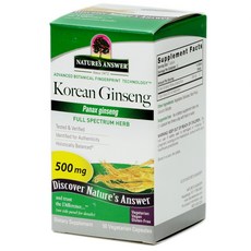NATURE'S ANSWER 高麗人參 500 毫克素食膠囊素食無麩質, 50 件, 1個