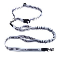 JC HOUSE 핸즈프리 강아지 목줄 허리 벨트 평생 교체 달리기 조깅 하이킹 및 걷기용 듀얼 핸들 번지 중형 대형견용 5118 193078, 회색