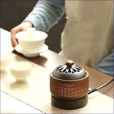 아로마 캔들 온도조절 향로 충전식 세트 디퓨저, B. 야간 조명 전자 향로 원통형 스타일