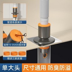 洗衣機排水管 Y型三通 地漏接頭 防臭防盜 尺寸通用, 1個, 地漏專用 單大頭 32-46mm口徑
