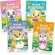 School Zone Easter Activity 4-Pack Workbook Set: 192 Pages Preschool Kindergarten Mazes Hidden, School Zone Easter Activity 4-