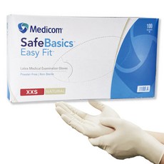 메디컴 라텍스장갑 주방용고무장갑 세이프베이직 이지핏, XXS어린이손크기, 특소, 100개