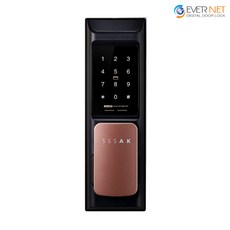 에버넷 무타공 푸시풀 도어락 에버플러스 AK-N102P 현관번호키 (번호+카드), 고객직접설치, AK-N102P 브론즈