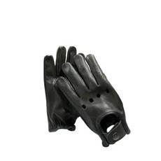 남성용 천연 가죽 운전 장갑 버튼 클로저가 있는 소가죽 오토바이 블랙 천공 디자인 (블랙 XL 사이즈)102539