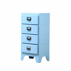 피트 미드센츄리 틈새 미니 플라스틱 레트로 빈티지 캐비넷 서랍장 수납장, 4단, 스카이블루