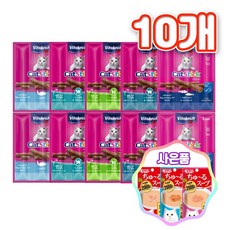 비타크래프트 고양이 캣스틱 3P 4종 혼합맛 + 증정 고양이파우치, 10개, 18g, 5종2개씩