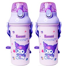 산리오 쿠로미 앵커 원터치 어깨끈 물통 아동 어린이 크로스 물병 현장학습 외출, 480ml * 2개