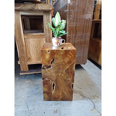 柚木：多功能沙發邊桌 高低盆栽佛像藝品置物架, 30-30-50,花架, 原木色