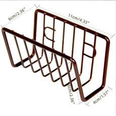 무타공 철제 스펀지 홀더 랙 싱크대 위 배수 선반 식기 세척솔 및 비누 디스펜서용 벽걸이 주방 정리대, Brown