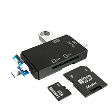六合一手機電腦通用USB3.0讀卡器Type-C安卓多功能SDTF記憶卡讀取器, 1個, 六合一讀卡器【手機電腦通用】黑色, 六合一讀卡器【手機電腦通用】黑色