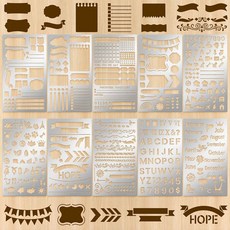 ForraFun 10개 스테인리스 스틸 플래너 스텐실 키트 금속 저널 캘린더 스크랩북 재사용 가능한 DIY 잉 템플릿 다이어리 각인 페인팅 4x7인치