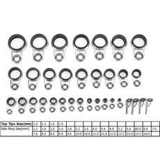 낚싯대 가이드 라인 탑 팁 텔레스코픽 세트 뗏목 낚시 액세서리, 2) 33Pcs 1-14mm, 1개