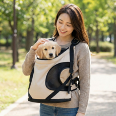 도도몰 반려동물 고양이 강아지이동가방, 1개, 베이지