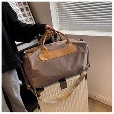 旅行包女大容量健身包男乾溼分離運動包輕便手提行李包短途旅遊包, 卡其色【可套拉桿】, 1個