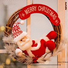 耶誕節裝飾品花圈耶誕花環，酒店商場裝飾門掛松針擺飾佈置，高檔節慶用品, 躺老人花環, 1個