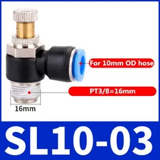 Air SL 1/8 1/4 3/8 1/2 속도 제어 공압 피팅 스로틀 밸브 컨트롤러 4 6 8 10mm 호스 튜브 빠른 연결 조절, 16 10-03