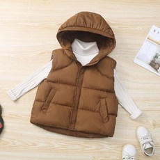 DFMEI 新款兒童連帽棉馬甲秋冬保暖無袖坎肩外套男女童簡約背心
