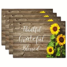 여름 테마 플라워 패턴 테이블 세트 다채로운 인쇄 나무 판자 실내 식탁 장식용 4 개, 01 32x42cm, 10 4PCS-1