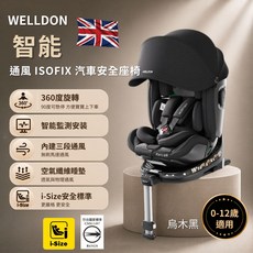 WELLDON 智能 通風 ISOFIX 汽車安全座椅 0-12歲, 黑
