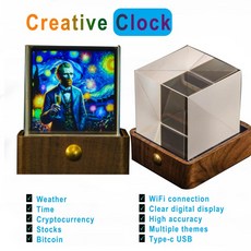 창의적인 크리스탈 시계 비트코인 주가 추적기 실시간 데스크탑 기기 BTC ETH DOGE 날씨, 01 빠른  Mainland, 03 V2-Transparent