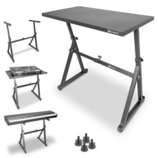 AxcessAbles 조절 가능한 피아노 키보드 스탠드 DJ 컨트롤러 데스크 탈착식 91.4cm x 49.3cm 36 19.5인치 스틸 테이블 탑 믹서 신디사이저 녹음 라이브