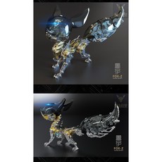 龍零機甲 FOX-Z 機械靈狐 墨子款 3D金屬立體拼圖 可動發光模型, 1個, 黑狐-墨子, 黑