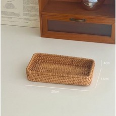 北歐簡約風手工藤編收納籃, 1個, 小號收納籃