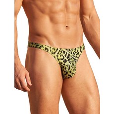 Eagerlove Mens Leopard Print Thong Underwear Sexy Low Rise G String Soft T Back Bikini Briefs Ling