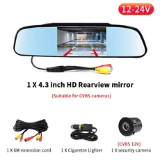 4.3인치 HD 후방 카메라 디스플레이 주차 보조 기능 범용 12V-24V CVBS 지원 RCA 인터페이스, 06 4.3in-HD-011
