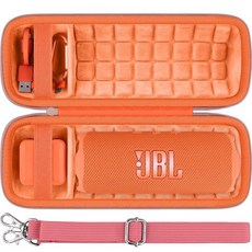 Baval JBL Flip 7 휴대용 무선 블루투스 방수 스피커와 호환되는 하드 휴대용 케이스(오렌지 케이스), 골든 오렌지 케이스, 1개