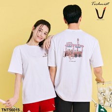 테크니스트 티셔츠 배드민턴 반팔 상의 코튼라이크 오버핏 화이트 TNT56015 남녀공용