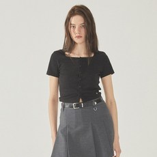 후아유 여성 골지 U-넥 반팔 가디건 WHRAF2427F