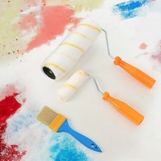 컬러마켓 페인팅 도구 3종 4P 바닥 페인트 롤러 평붓, 빠른배송