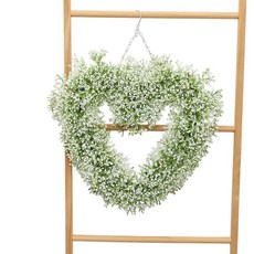 人造草愛心景觀草環掛飾 尤加利 米蘭草 滿天星 仿真草裝飾 家居餐廳裝飾 園藝景觀, 滿天星 (單面)