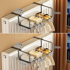 臺灣爆款-暖氣片晾衣架專用暖氣管上方置物架晾曬架子掛鉤家用烘乾涼衣神器, ★雅典黑小號+側護欄+掛鉤款【兩隻裝】☆