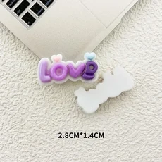 50개 큐트 러브레터 플랫백 레진 카보숑 휴대폰 케이스 장식 DIY 스크랩북 헤어보우 센터 액세서리, 01 purple