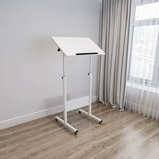 학교 스탠딩 책상 드로잉 교육용 학원용 교실 테이블 강의대 높이조절, 흰색 60x40