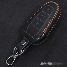 PEUGEOT 寶獅 408 汽車鑰匙套 鑰匙皮套 鑰匙殼 鑰匙包 鑰匙圈, 黑皮.棕線