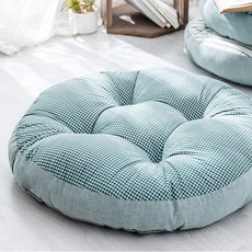 두꺼운 체크 원형방석 60cm 키높이 등받이 좌식, 브라운체크