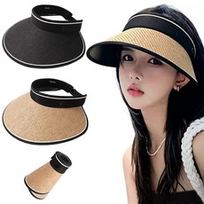 루이스 1+1 돌돌이 롤업 라탄 썬캡 챙넓은 여름 모자 자외선 차단모자