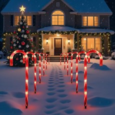 크리스마스 캔디 지팡이 조명 12팩 40.6cm(16인치) 진입로 마커 보도 72개의 백열 전구 포함 통로 조명 야외 장식 마당 287518, 크리스마스 캔디 지팡이 조명, 12팩 40.6cm(16