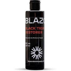 블레이존 블랙 트림 복원제 – 염료가 함유된 플라스틱 복원제로 색이 바랜 외부 복원 진한 검은색 마감 흠집 교정 오래 지속되는 내구성 및 자외선 차단 기능 8온스