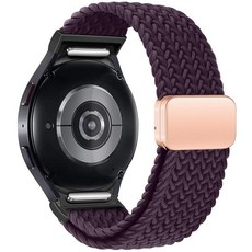 삼성 갤럭시 워치 7 6 5 4 FE 40mm 44mm/6 클래식 43mm 47mm/4 42mm 46mm/5 프로 45mm용 나일론 밴드 원 클릭 부착물 갭 없는 마그네틱, 체리