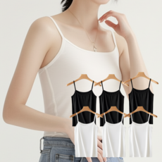 국민나시 여성 끈나시 검정 흰색 6P