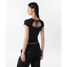 매장정품 무신사스탠다드우먼 MUSINSA STANDARD WOMAN 우먼즈 텐셀 슬림 타이 백 캡 슬리브 티셔츠 [블랙] MWETS4Z08-BK 541253